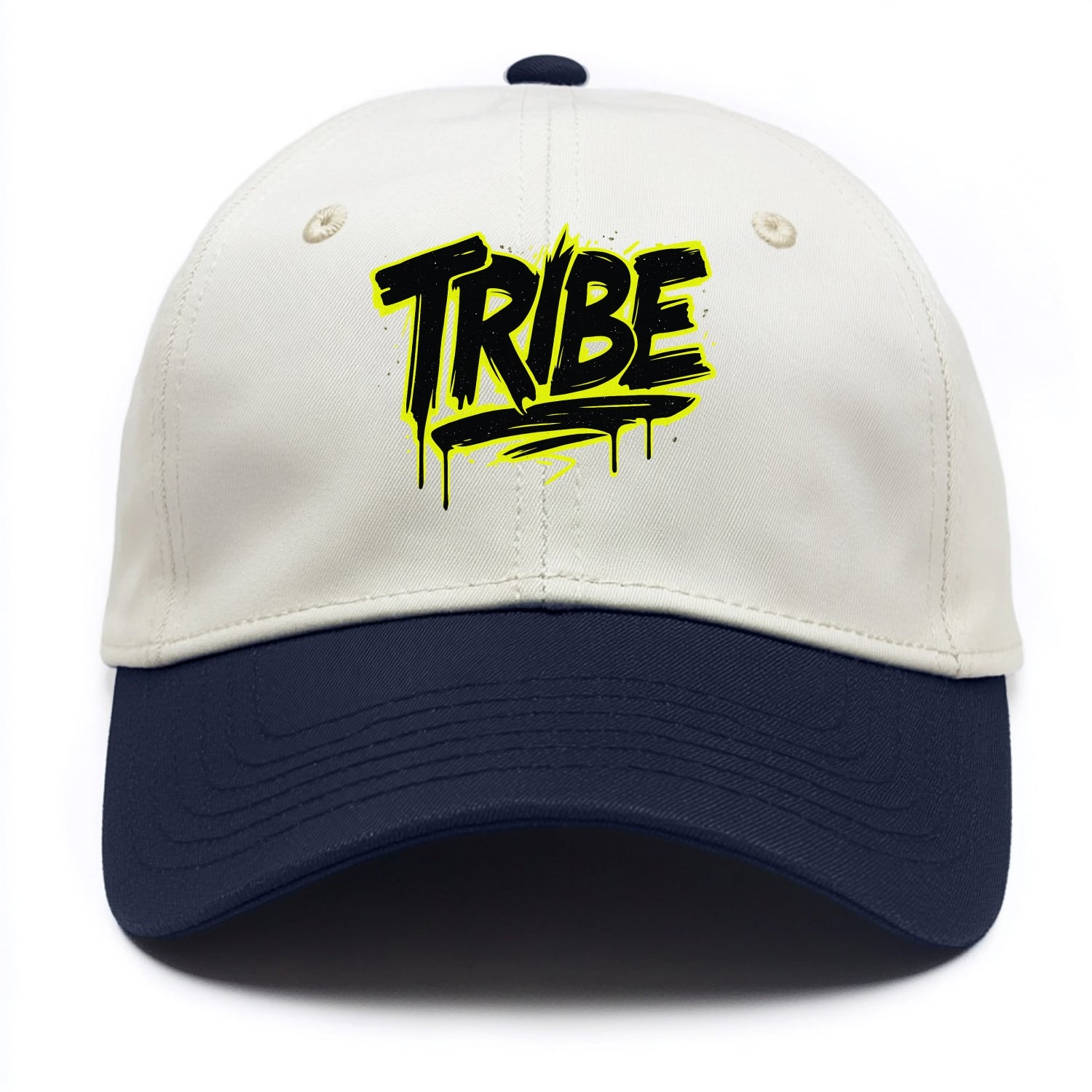 Bold typography design - "TRIBE" - your community, your group - Two Tone Cap - Navy