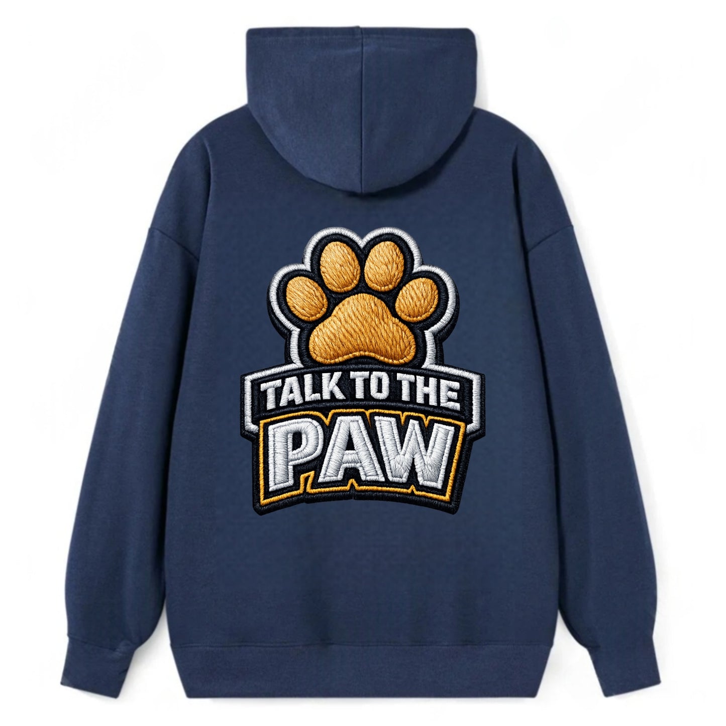 TALK TO THE PAW - raised paw in tan , sassy pet - Classic Pullover Hoodie - Navy