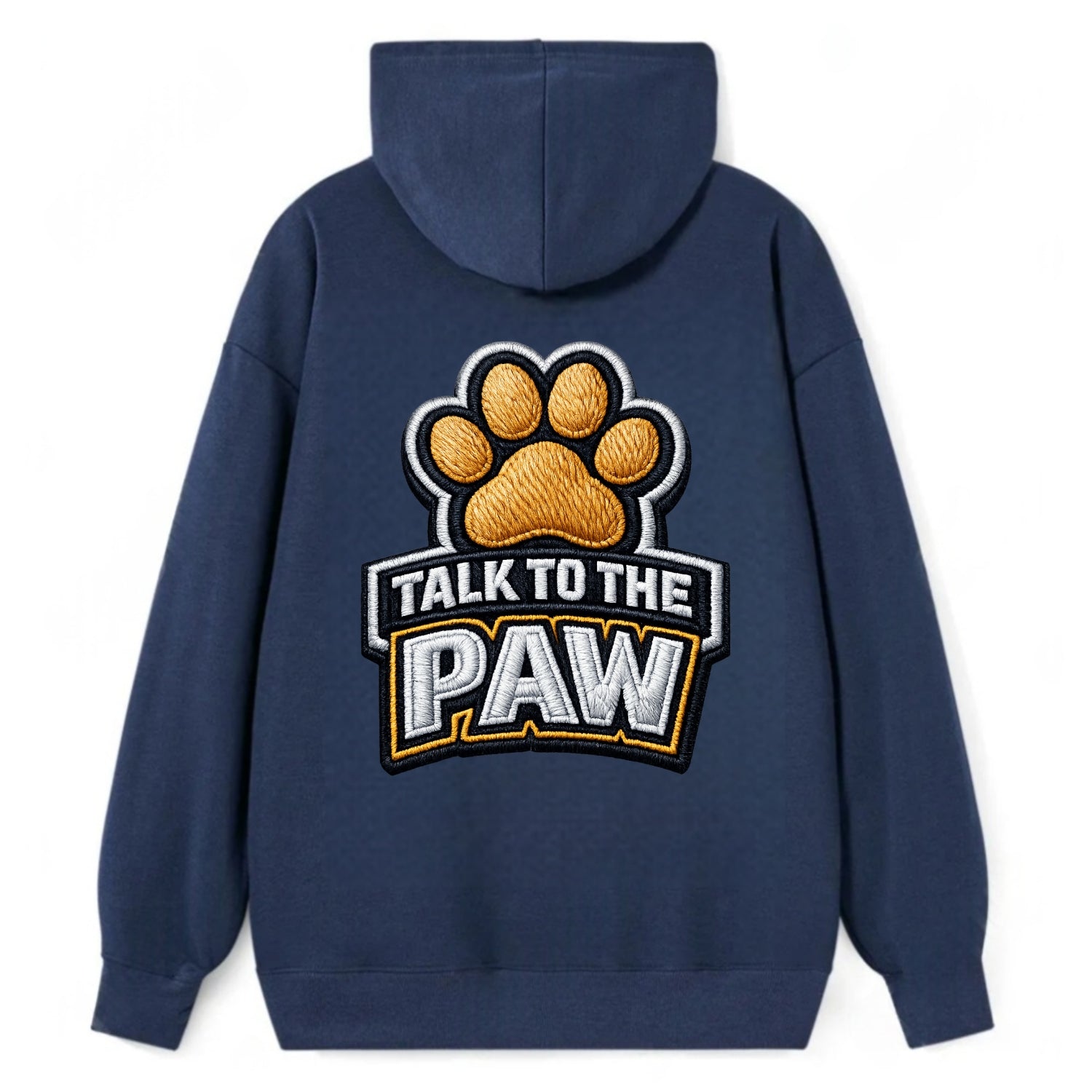 TALK TO THE PAW - raised paw in tan , sassy pet - Classic Pullover Hoodie - Navy