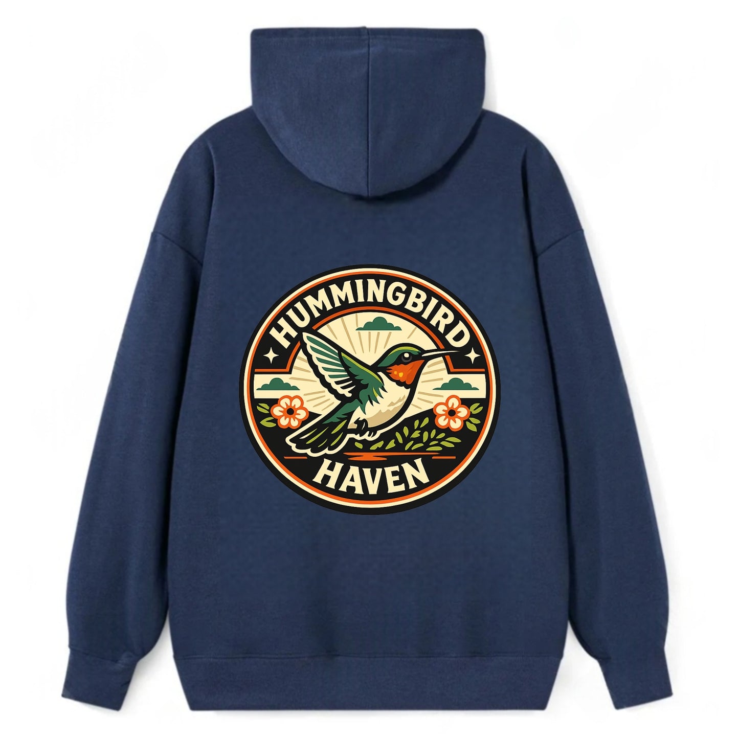 Hummingbird Sanctuary Emblem - Classic Pullover Hoodie - Navy