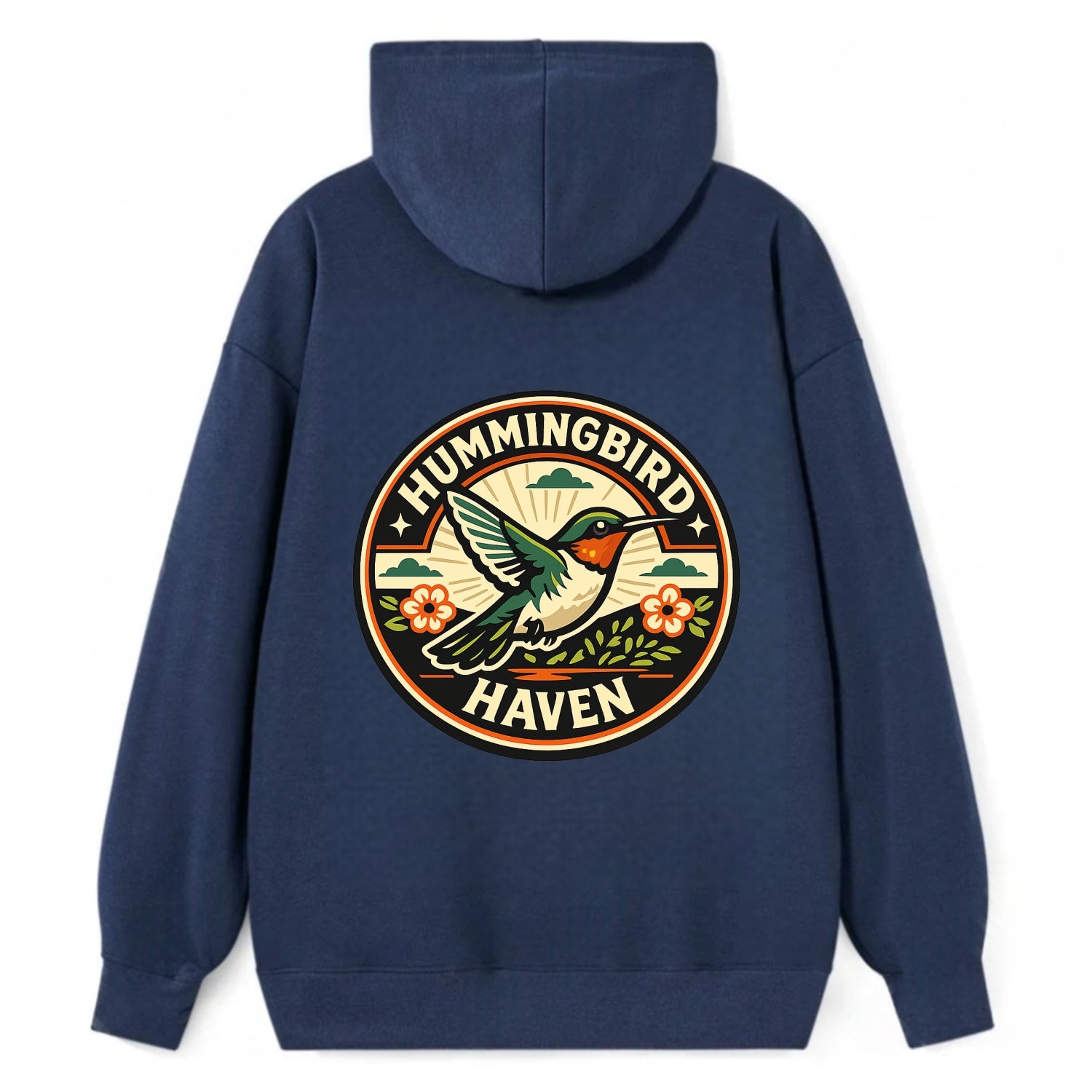Hummingbird Sanctuary Emblem - Classic Pullover Hoodie - Navy