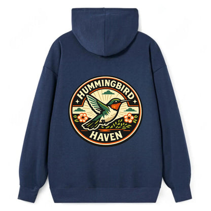 Hummingbird Sanctuary Emblem - Classic Pullover Hoodie - Navy