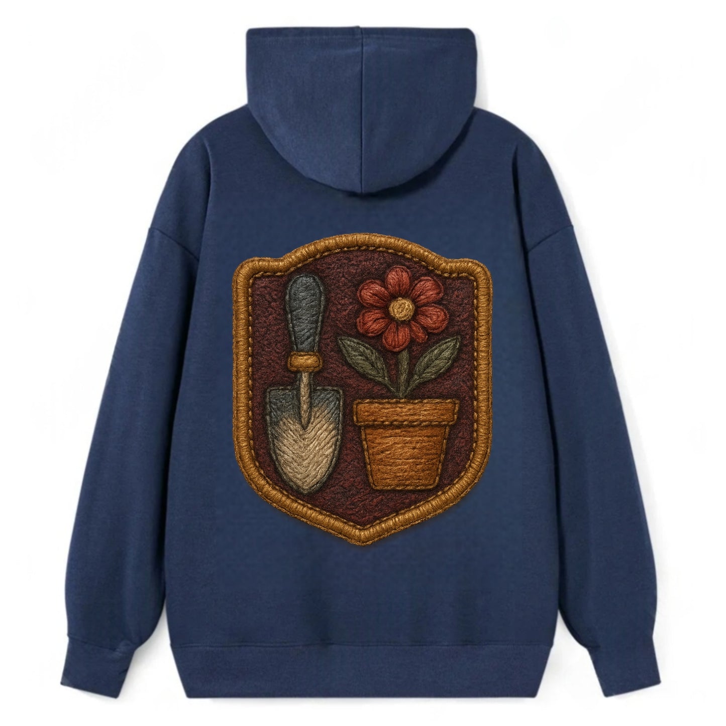 Garden trowel with flower pot - gardener badge - Classic Pullover Hoodie - Navy