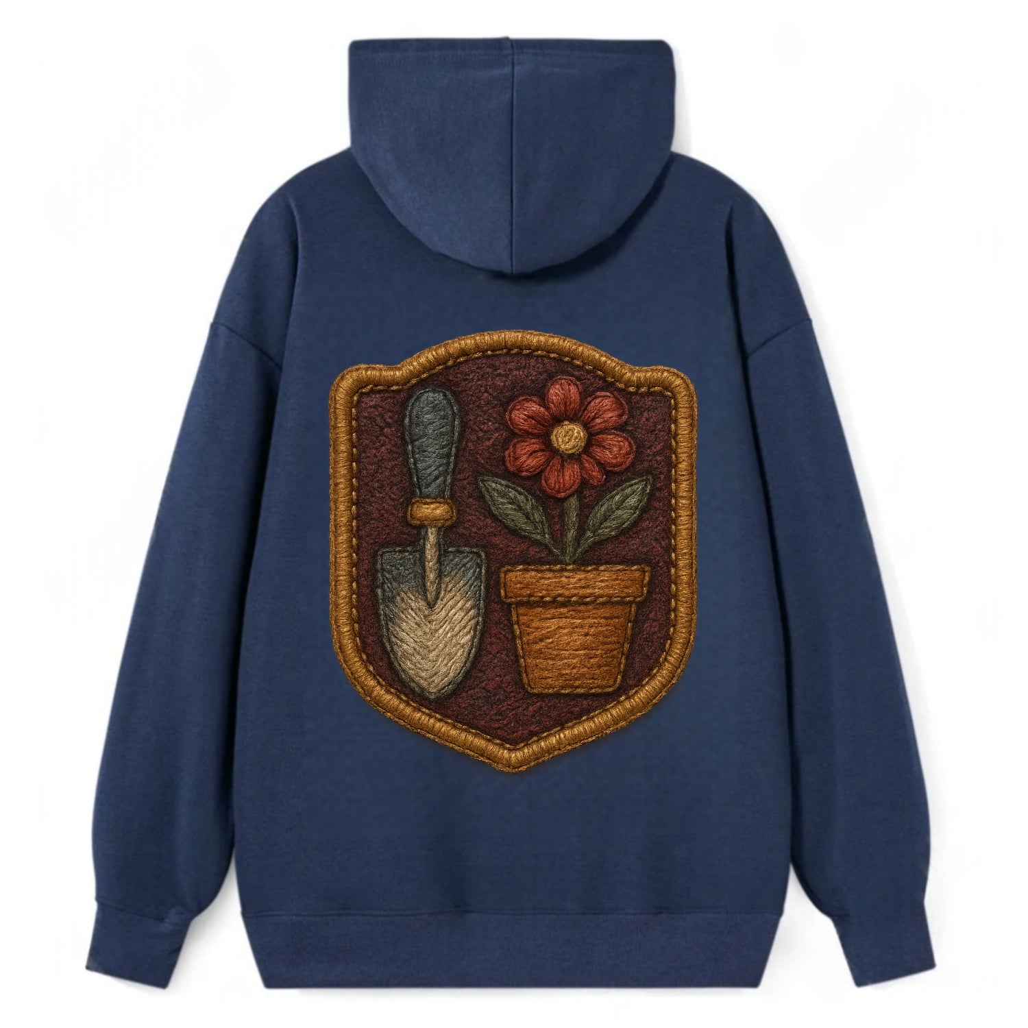 Garden trowel with flower pot - gardener badge - Classic Pullover Hoodie - Navy