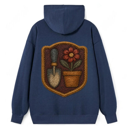 Garden trowel with flower pot - gardener badge - Classic Pullover Hoodie - Navy
