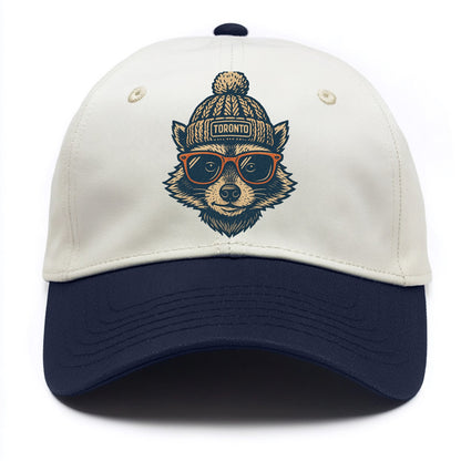 Toronto Raccoon wearing Toronto beanie w - Two Tone Cap - Navy