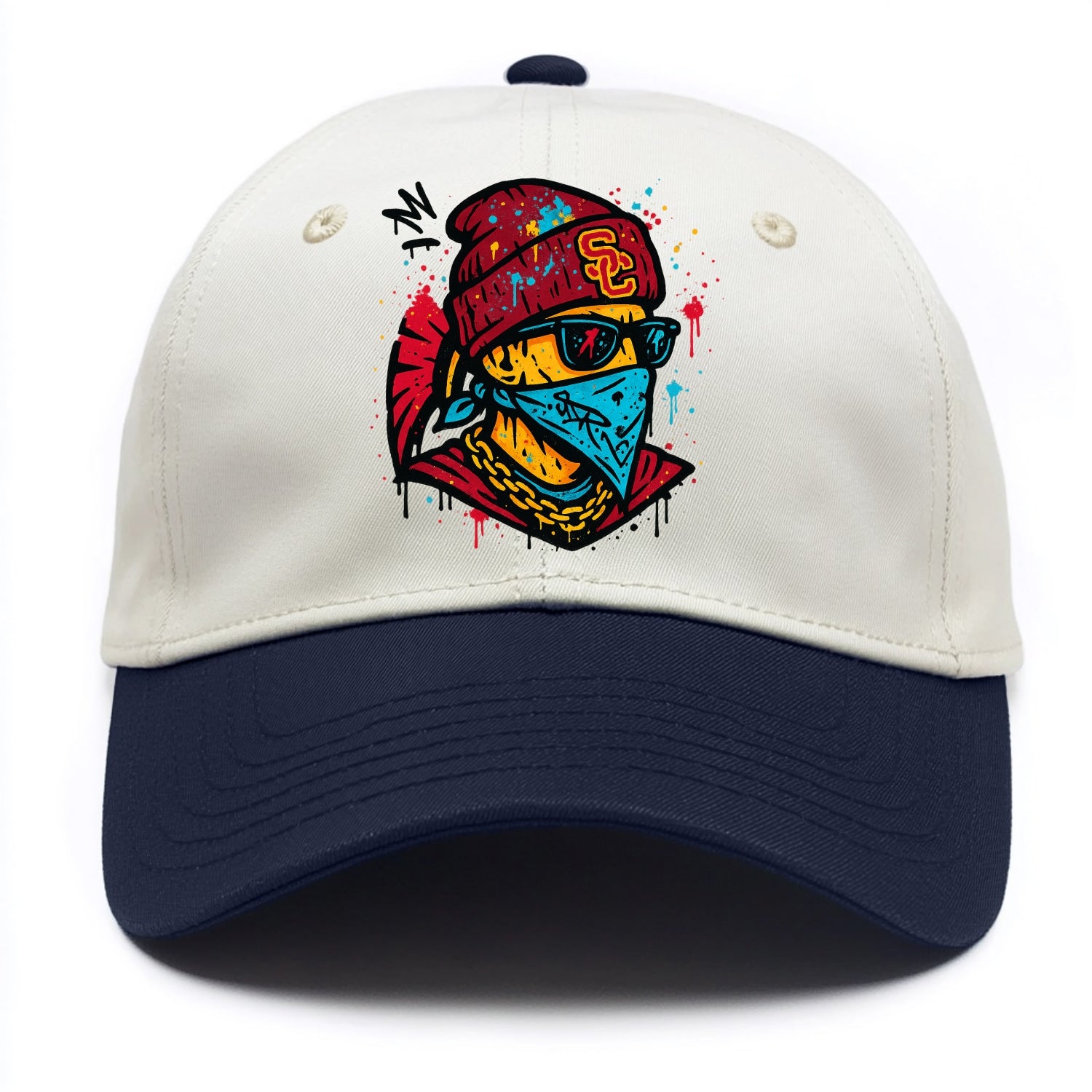 Los Angeles Trojan wearing USC beanie with SC patch - Two Tone Cap - Navy