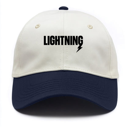 Bold typography design - "LIGHTNING" - fast, electric, striking - Two Tone Cap - Navy