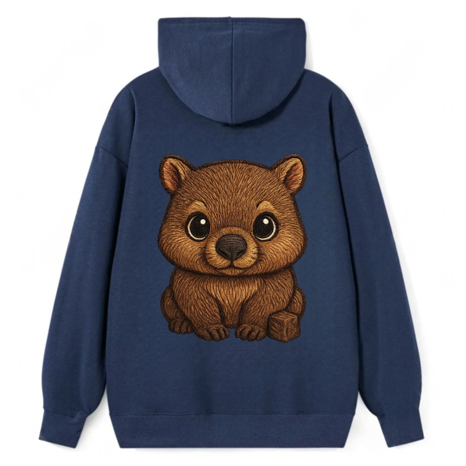 Baby Wombat - brown fur, square nose, small ears, dark eyes, - Classic Pullover Hoodie - Navy