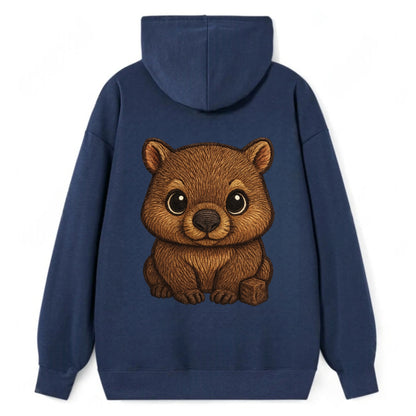 Baby Wombat - brown fur, square nose, small ears, dark eyes, - Classic Pullover Hoodie - Navy