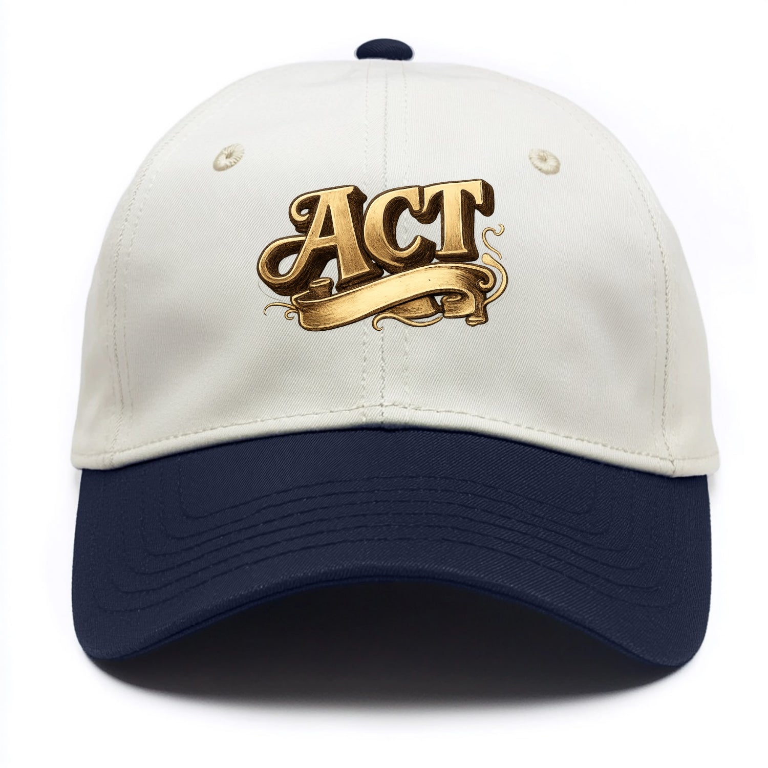 Bold typography design - "ACT" - take action, do something - Two Tone Cap - Navy