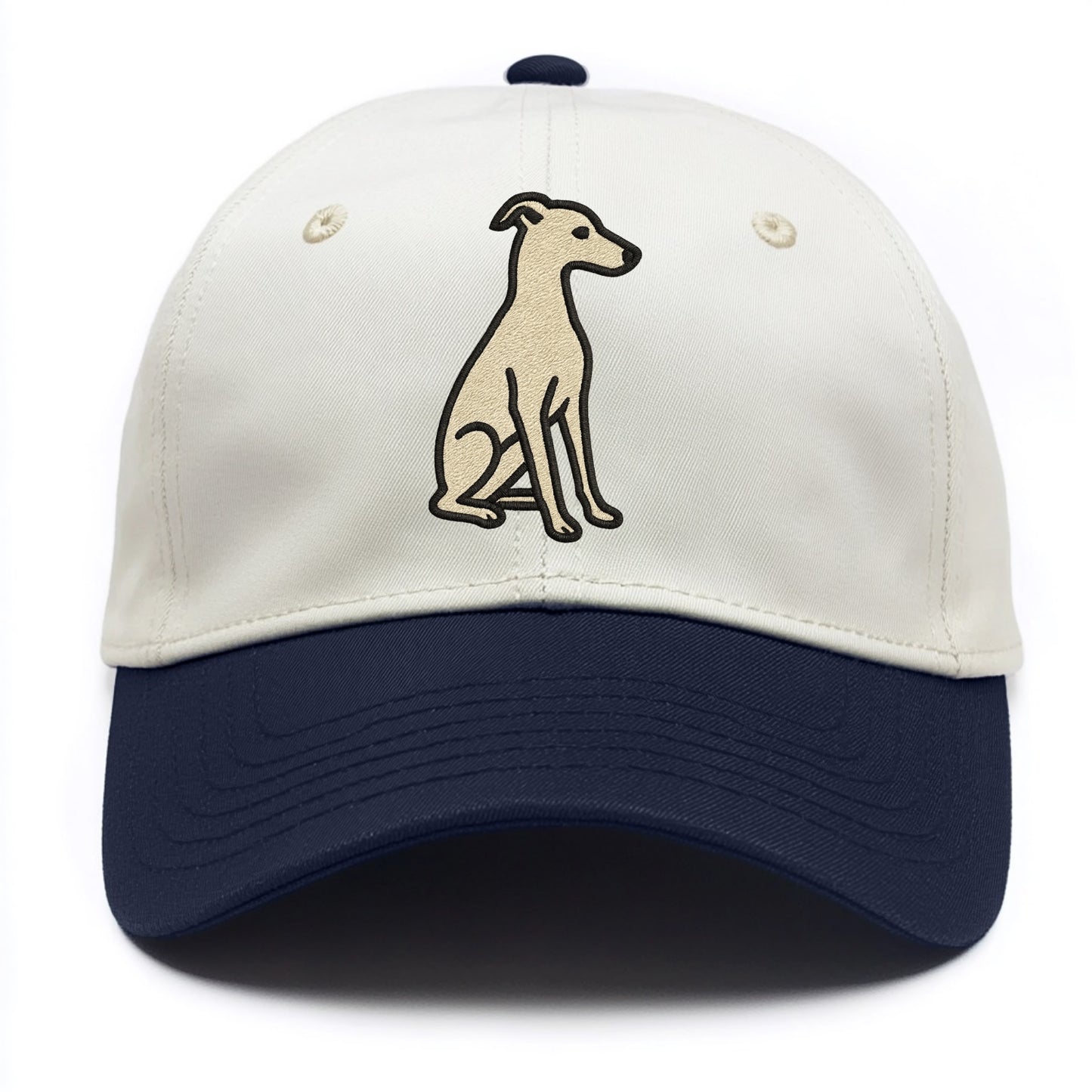 Italian Greyhound - Gray sitting pose - Two Tone Cap - Navy