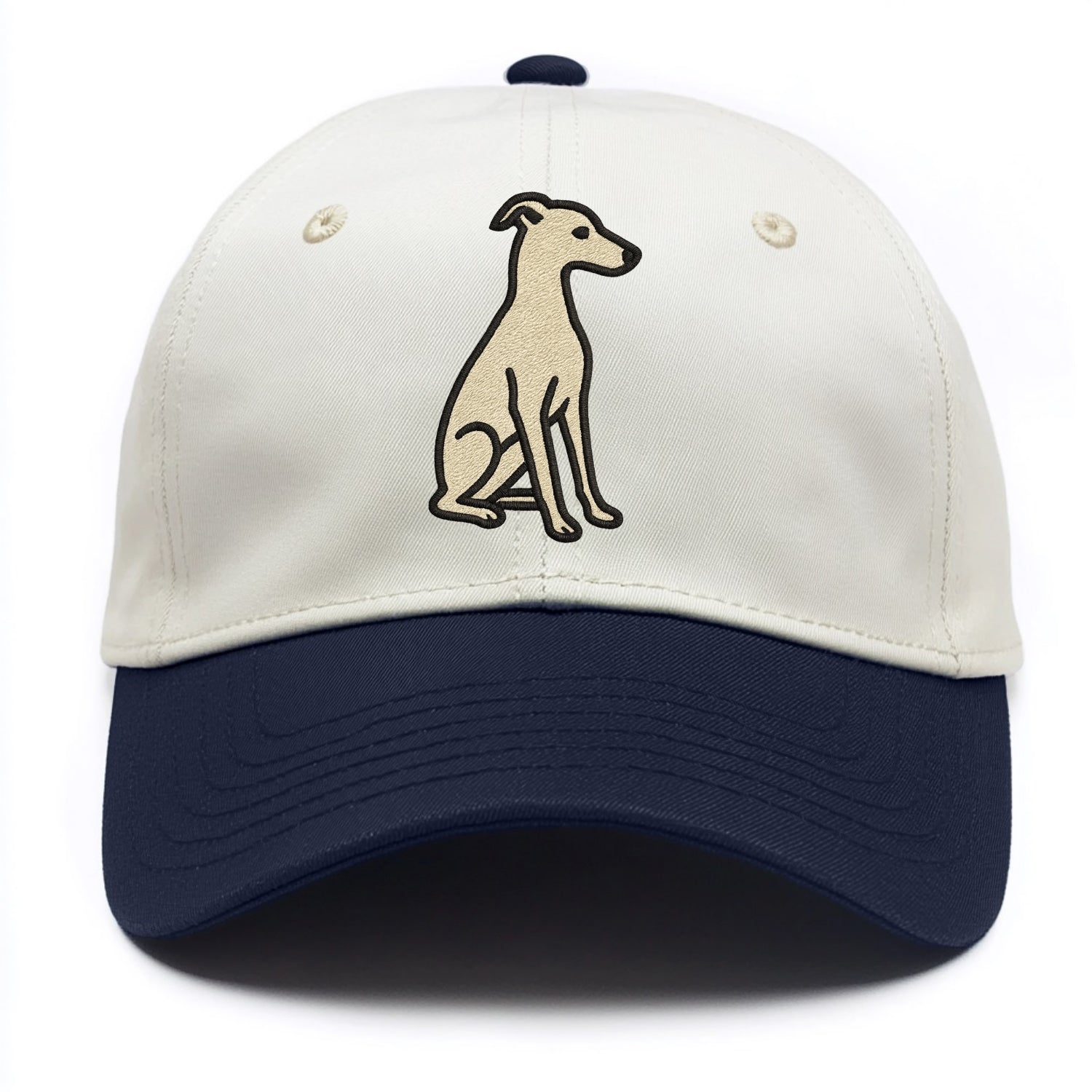 Italian Greyhound - Gray sitting pose - Two Tone Cap - Navy