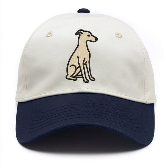 Italian Greyhound - Gray sitting pose - Two Tone Cap - Navy