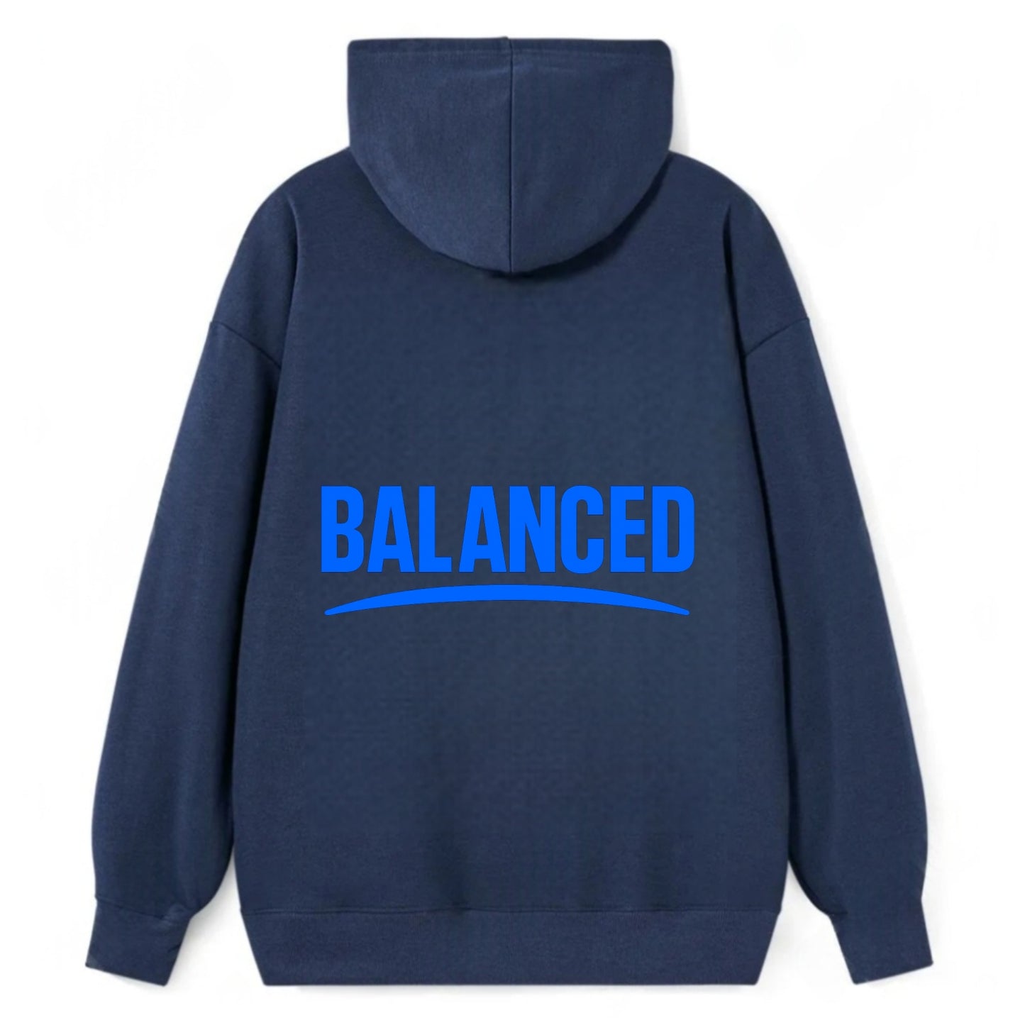 Bold typography design - "BALANCED" - harmony, equilibrium, centered life - Classic Pullover Hoodie - Navy