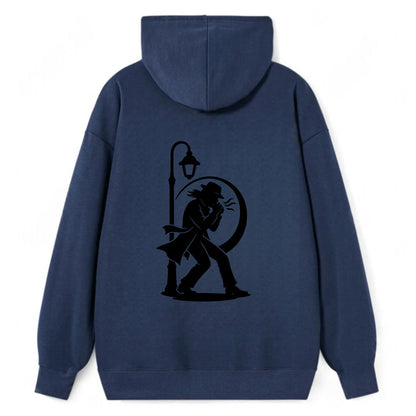 Blues harmonica player under streetlight - Classic Pullover Hoodie - Navy