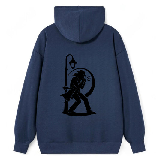 Blues harmonica player under streetlight - Classic Pullover Hoodie - Navy