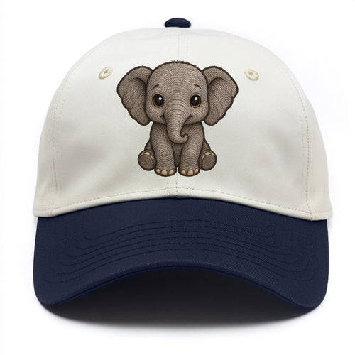 Baby Elephant - gray wrinkly, tiny trunk, large floppy ears, kind dark eyes, - Two Tone Cap