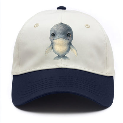 Baby Humpback Whale - dark gray with white flippers, large gentle eyes, - Two Tone Cap - Navy