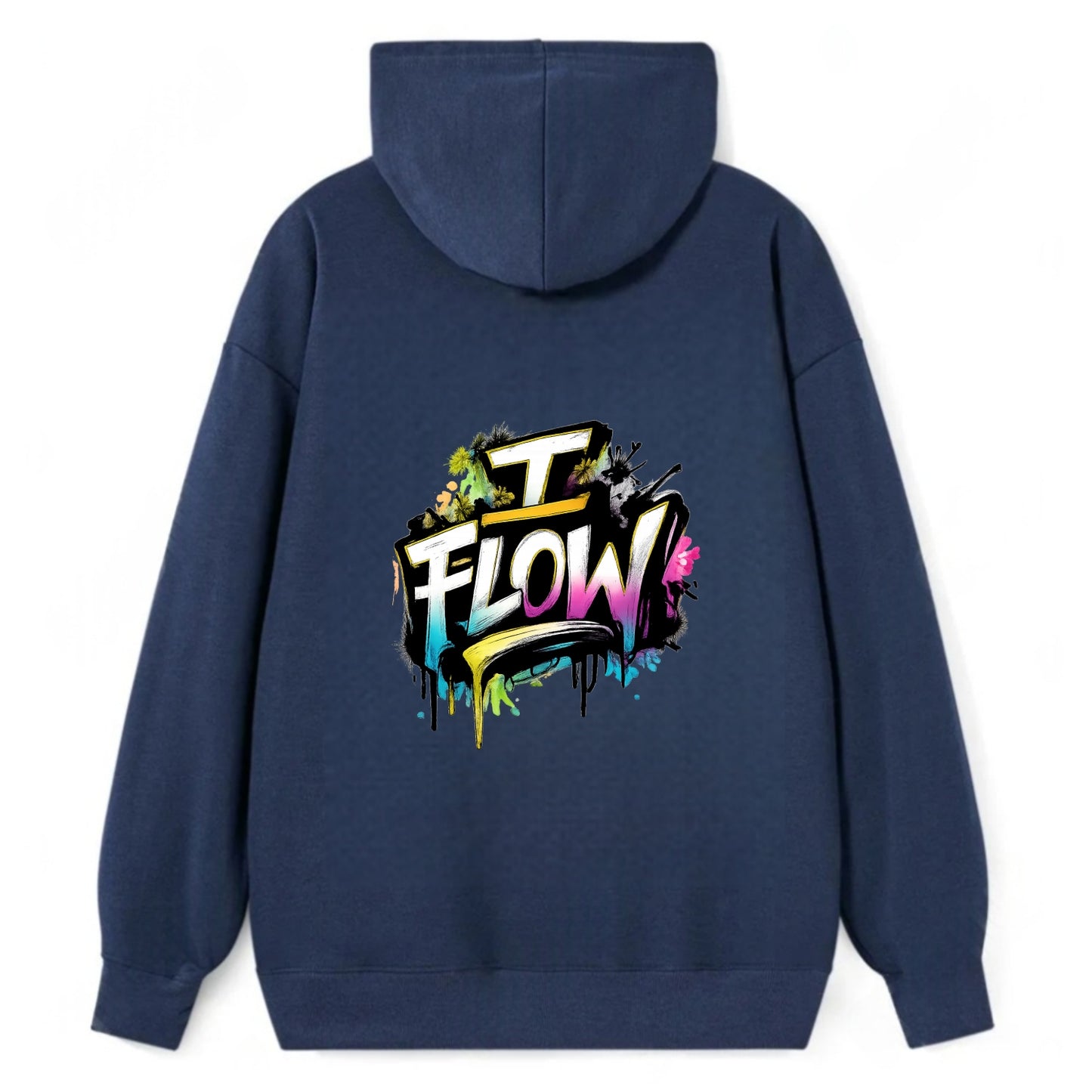 Bold typography design - "I FLOW" - going with life, easy movement - Classic Pullover Hoodie - Navy