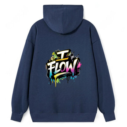 Bold typography design - "I FLOW" - going with life, easy movement - Classic Pullover Hoodie - Navy