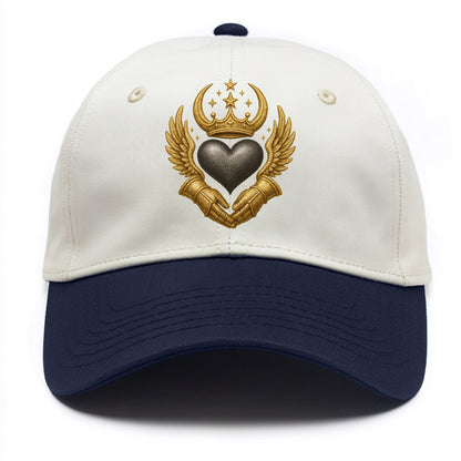 Nordic knotwork crown supporting a frosted steel heart with mittened hands - Two Tone Cap - Navy