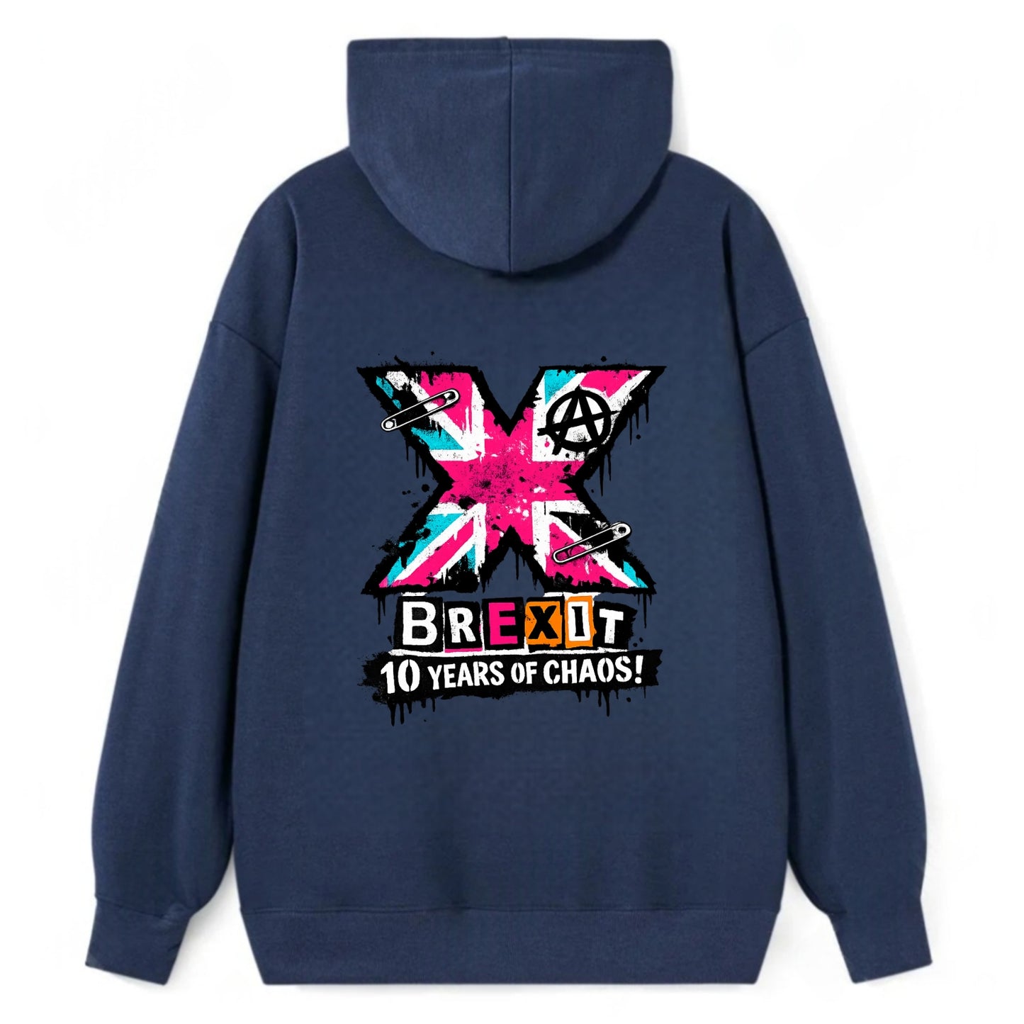 X YEARS | Roman numeral X massive | Union Jack fill pattern | Bold - Classic Pullover Hoodie - Navy