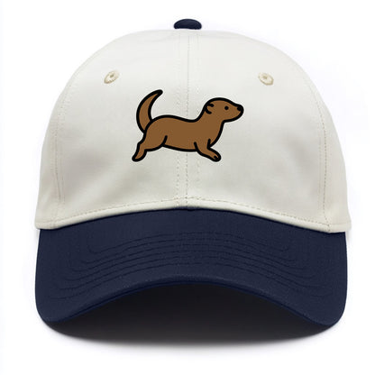 Otter - Brown sleek swimming pose flat side profile - Two Tone Cap - Navy