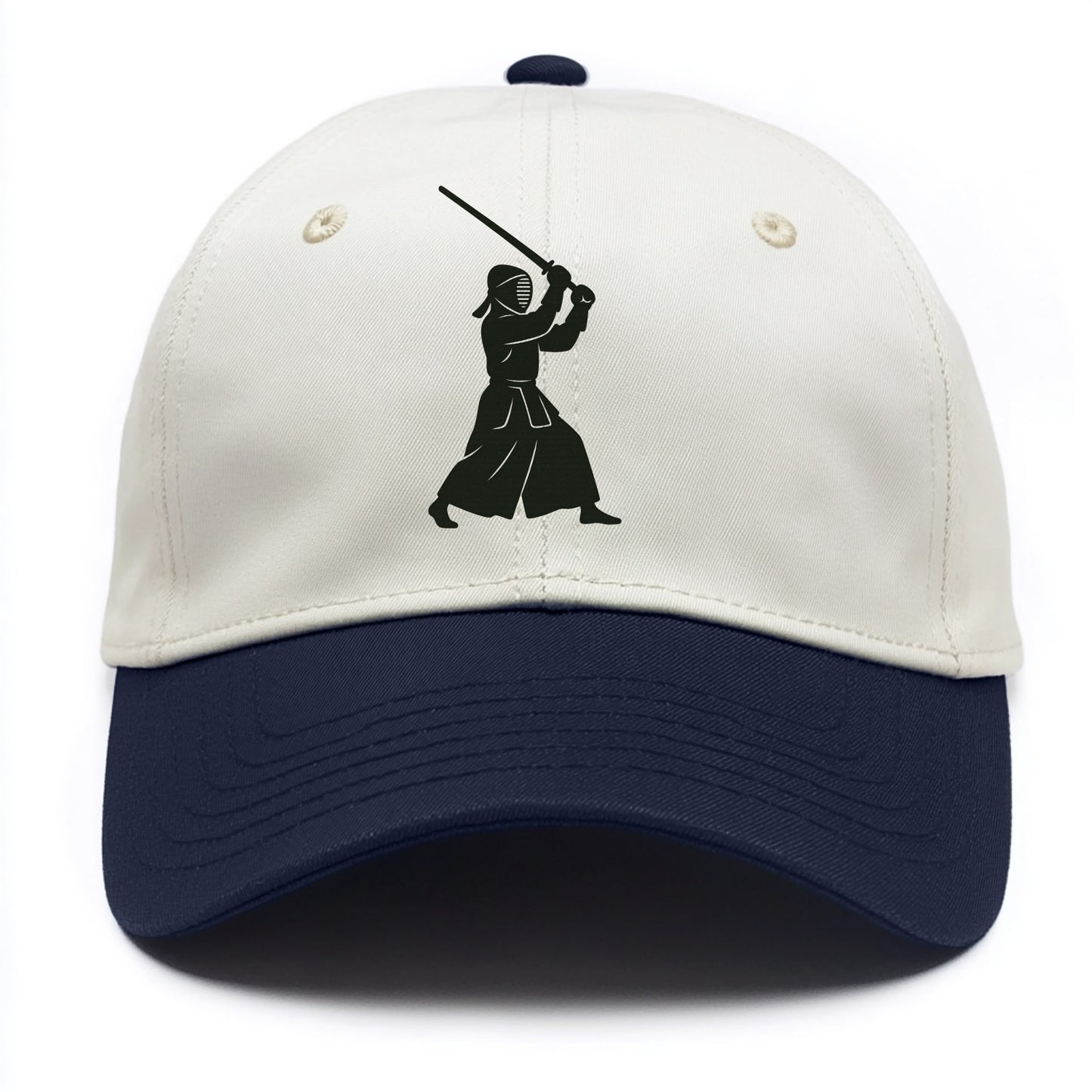 Kendo swordsman in striking stance - Two Tone Cap - Navy