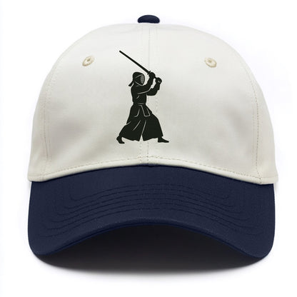 Kendo swordsman in striking stance - Two Tone Cap - Navy