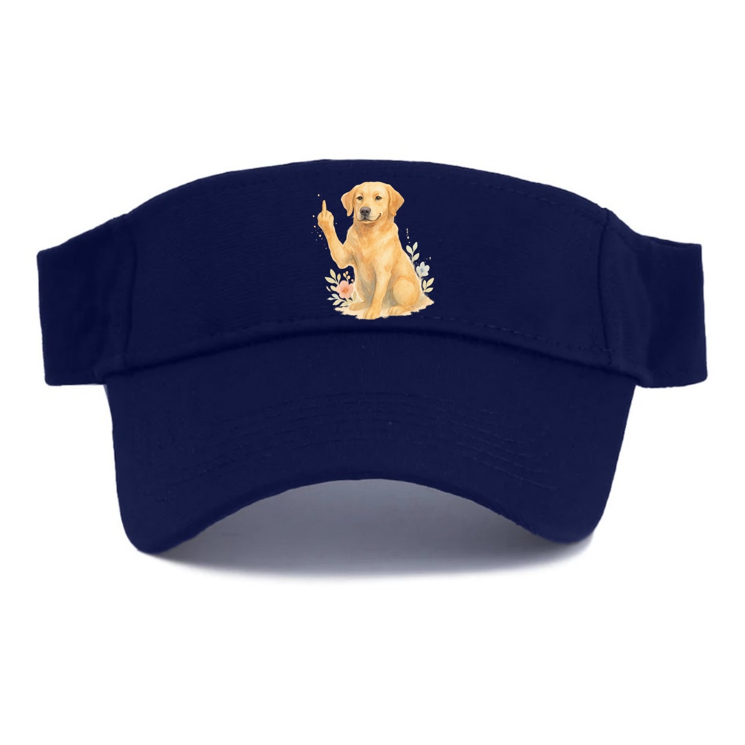 Labrador Retriever yellow sitting pretty, friendly face, strong paw up with sass - Visor - Navy