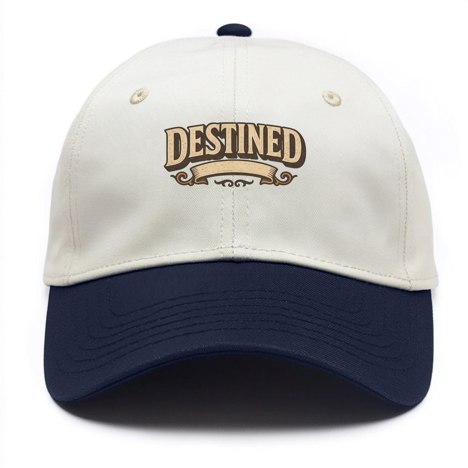 Bold typography design - "DESTINED" - fated for greatness - Two Tone Cap - Navy