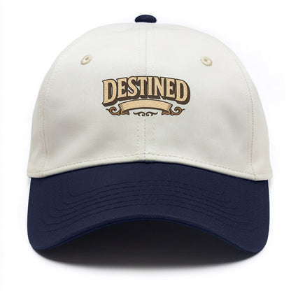 Bold typography design - "DESTINED" - fated for greatness - Two Tone Cap - Navy