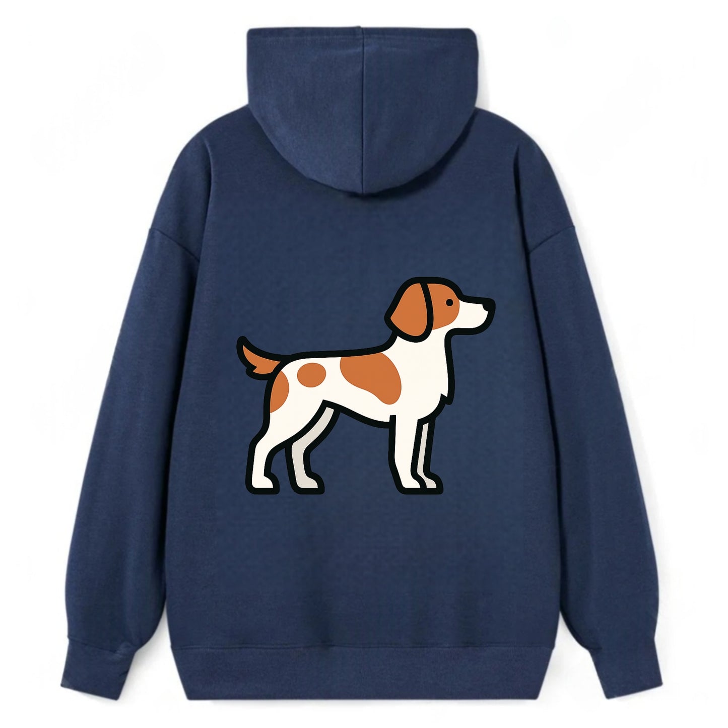 Brittany Spaniel - Orange and white flat side profile - Classic Pullover Hoodie - Navy