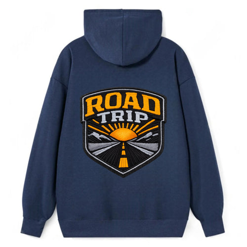 ROAD TRIP - highway and sun in orange and gray , open road - Classic Pullover Hoodie