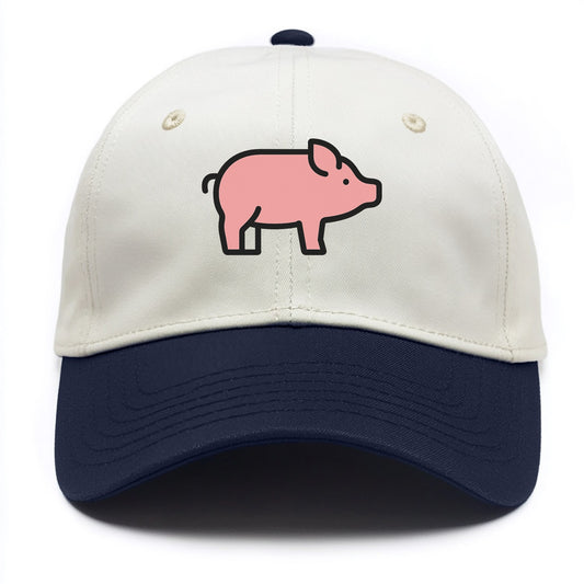 Pig - Pink farm pig flat side profile - Two Tone Cap - Navy