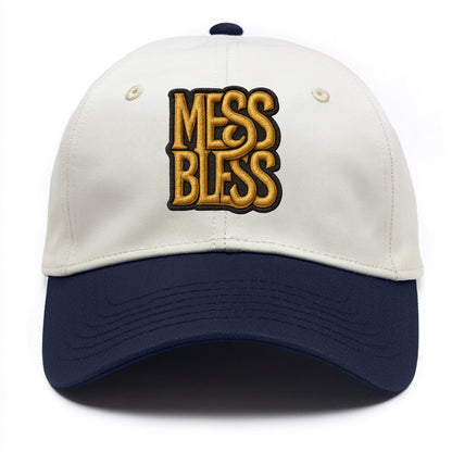 MESS;BLESS UP Gold Metallic Visor - Two Tone Cap - Navy