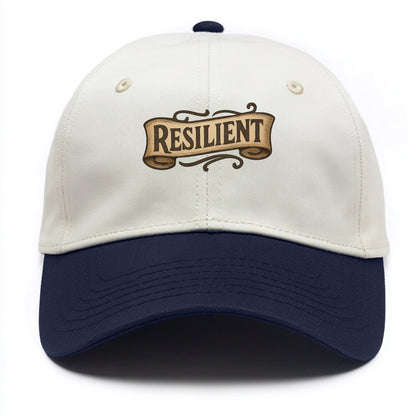 Bold typography design - "RESILIENT" - bouncing back, unbreakable spirit - Two Tone Cap - Navy