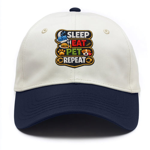 SLEEP EAT PET REPEAT - daily routine icons in multicolor , pet life - Two Tone Cap
