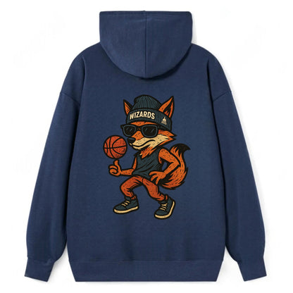 Washington Fox wearing Wizards beanie with capitol patch and wayfarer - Classic Pullover Hoodie - Navy