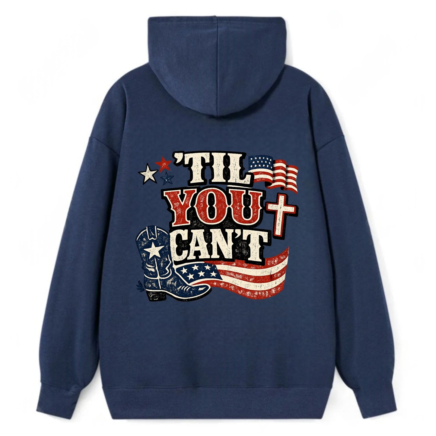 Til You Cant - Patriot Cross - Classic Pullover Hoodie - Navy