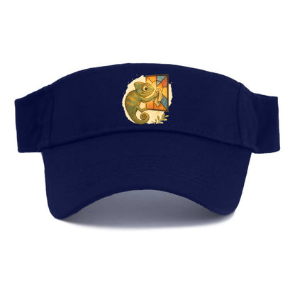 Chameleon blending into a stained-glass window it is polishing with delicate cloths - Visor - Navy