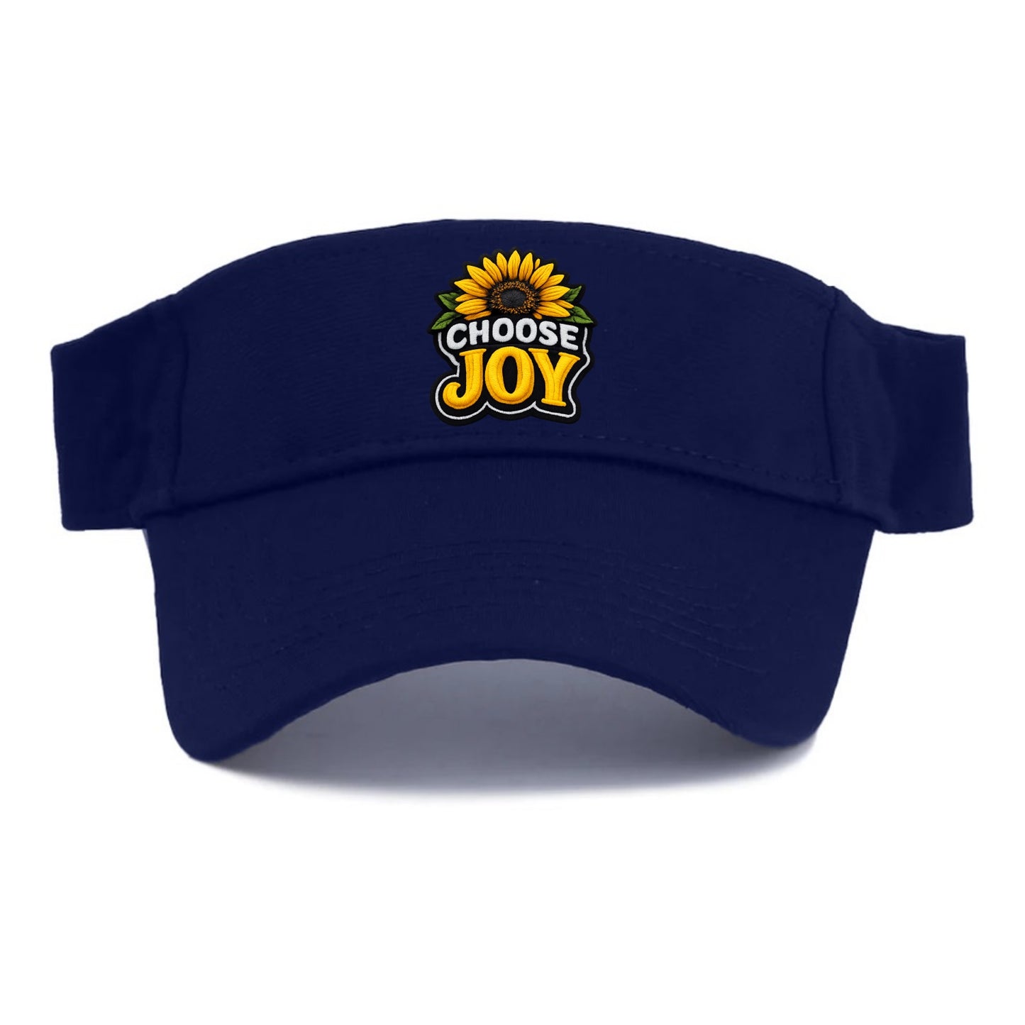 CHOOSE JOY - sunflower with text in yellow , happiness choice - Visor - Navy