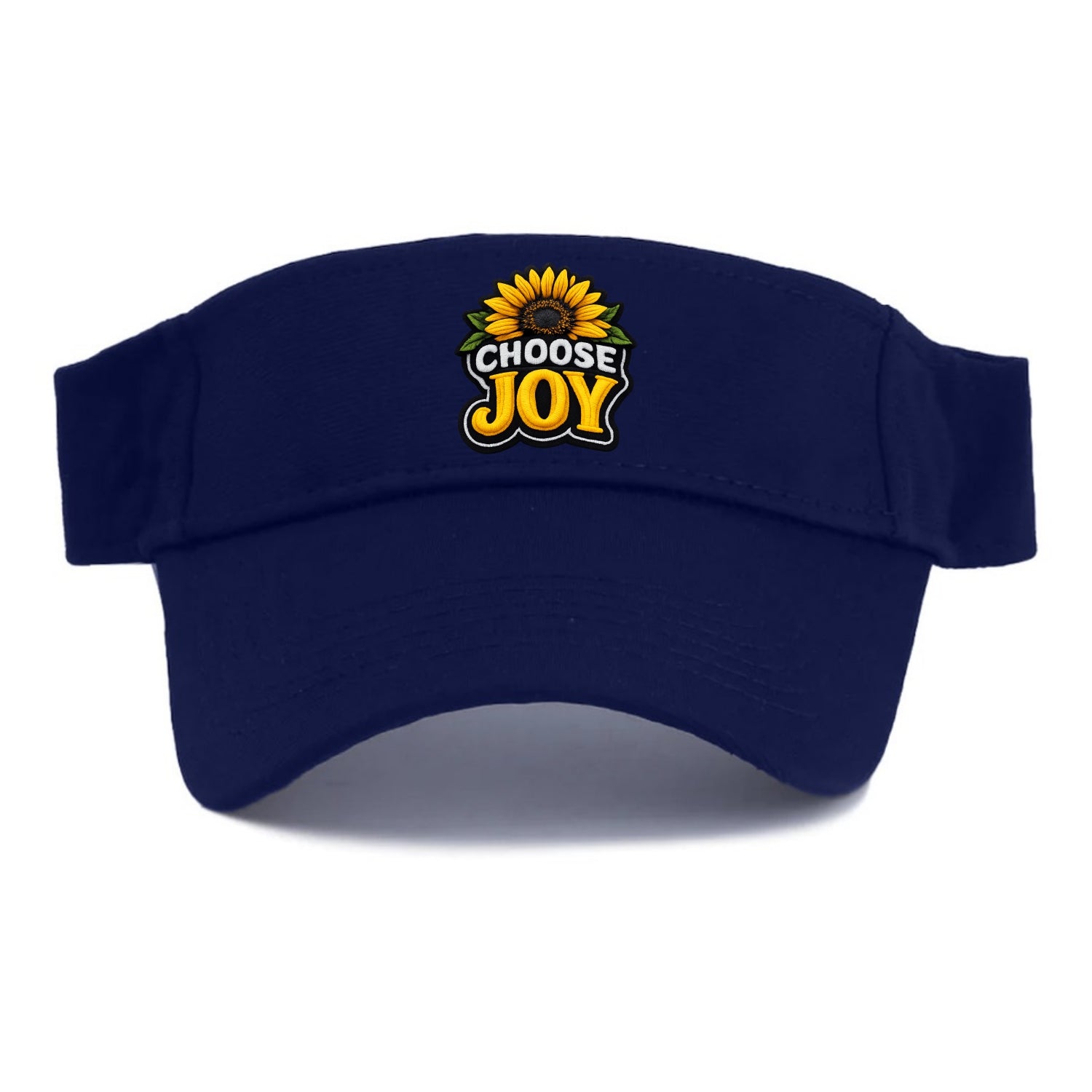 CHOOSE JOY - sunflower with text in yellow , happiness choice - Visor - Navy