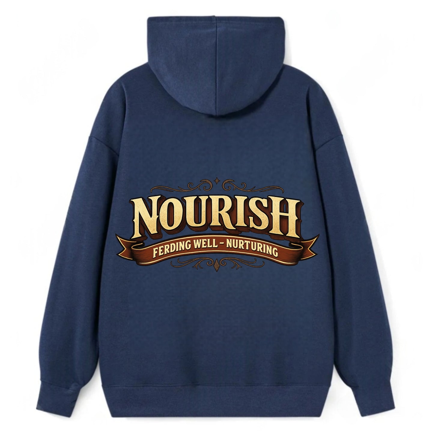 Bold typography design - "NOURISH" - feeding well, nurturing - Classic Pullover Hoodie - Navy