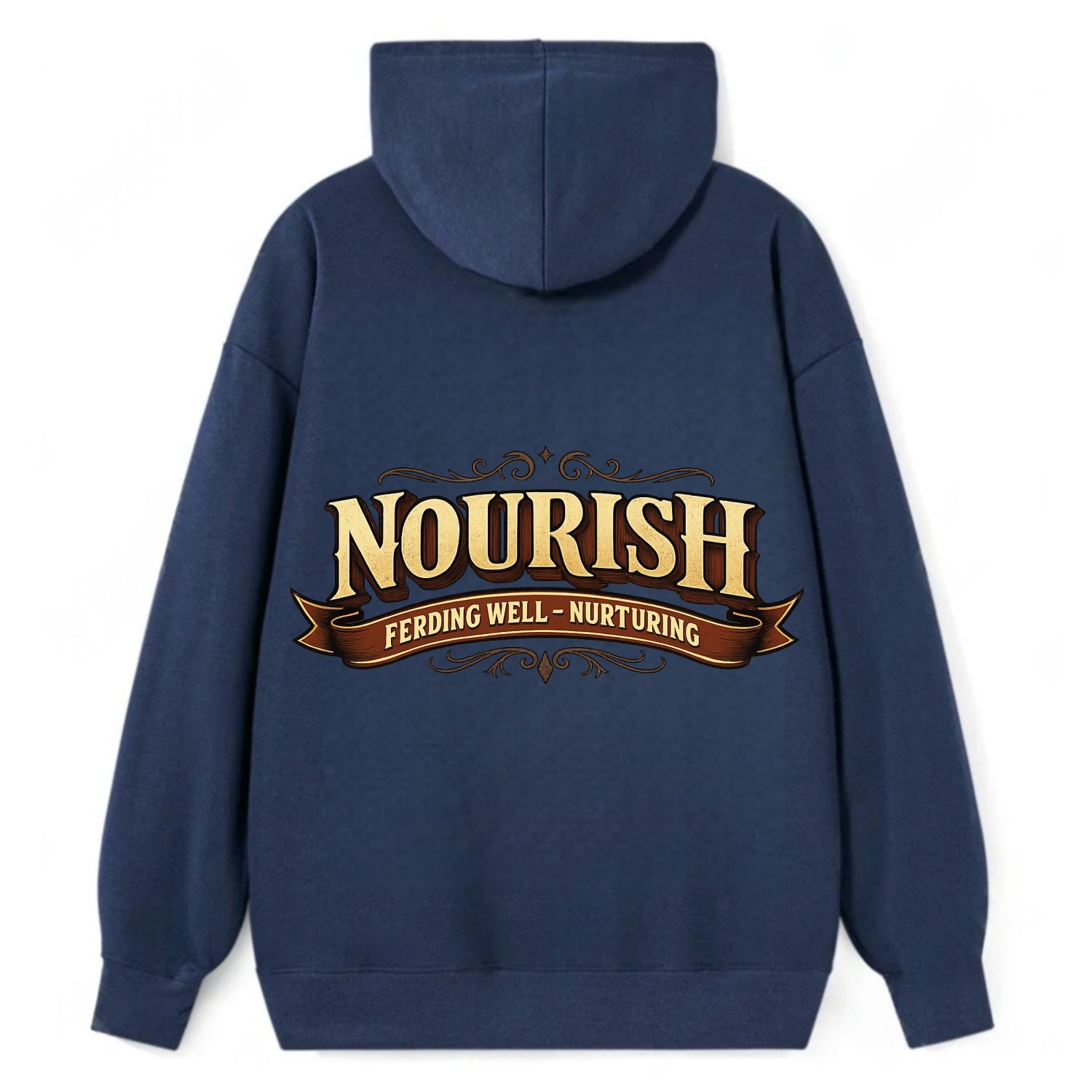 Bold typography design - "NOURISH" - feeding well, nurturing - Classic Pullover Hoodie - Navy