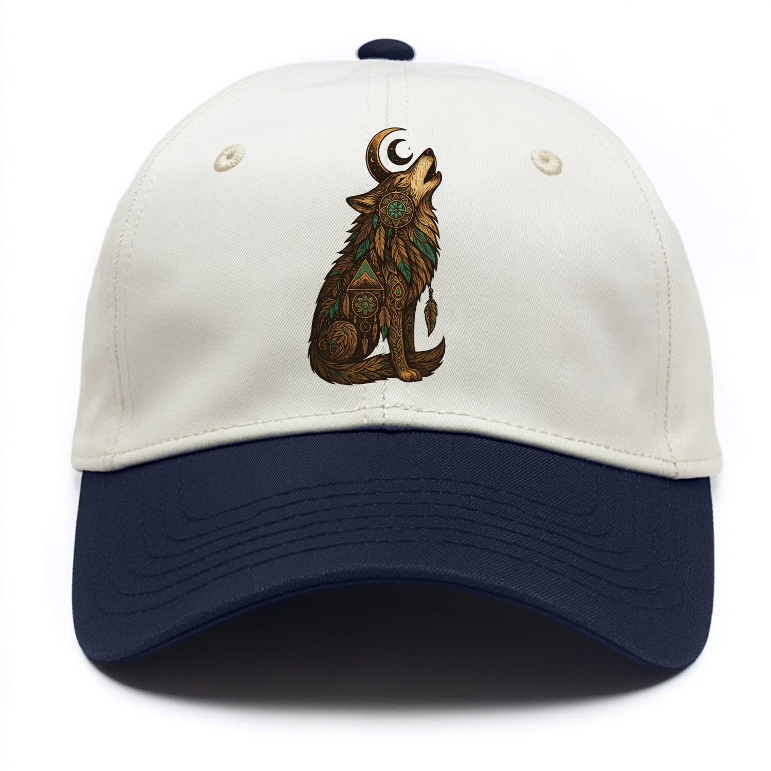 Celestial Moon Wolf  - Two Tone Cap - Navy