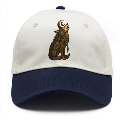 Celestial Moon Wolf  - Two Tone Cap - Navy