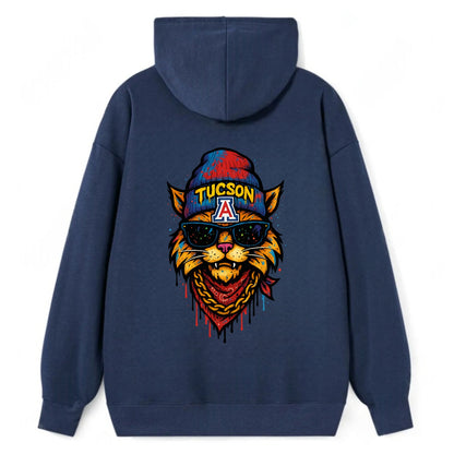 Tucson Wildcat wearing Arizona beanie with A patch - Classic Pullover Hoodie - Navy