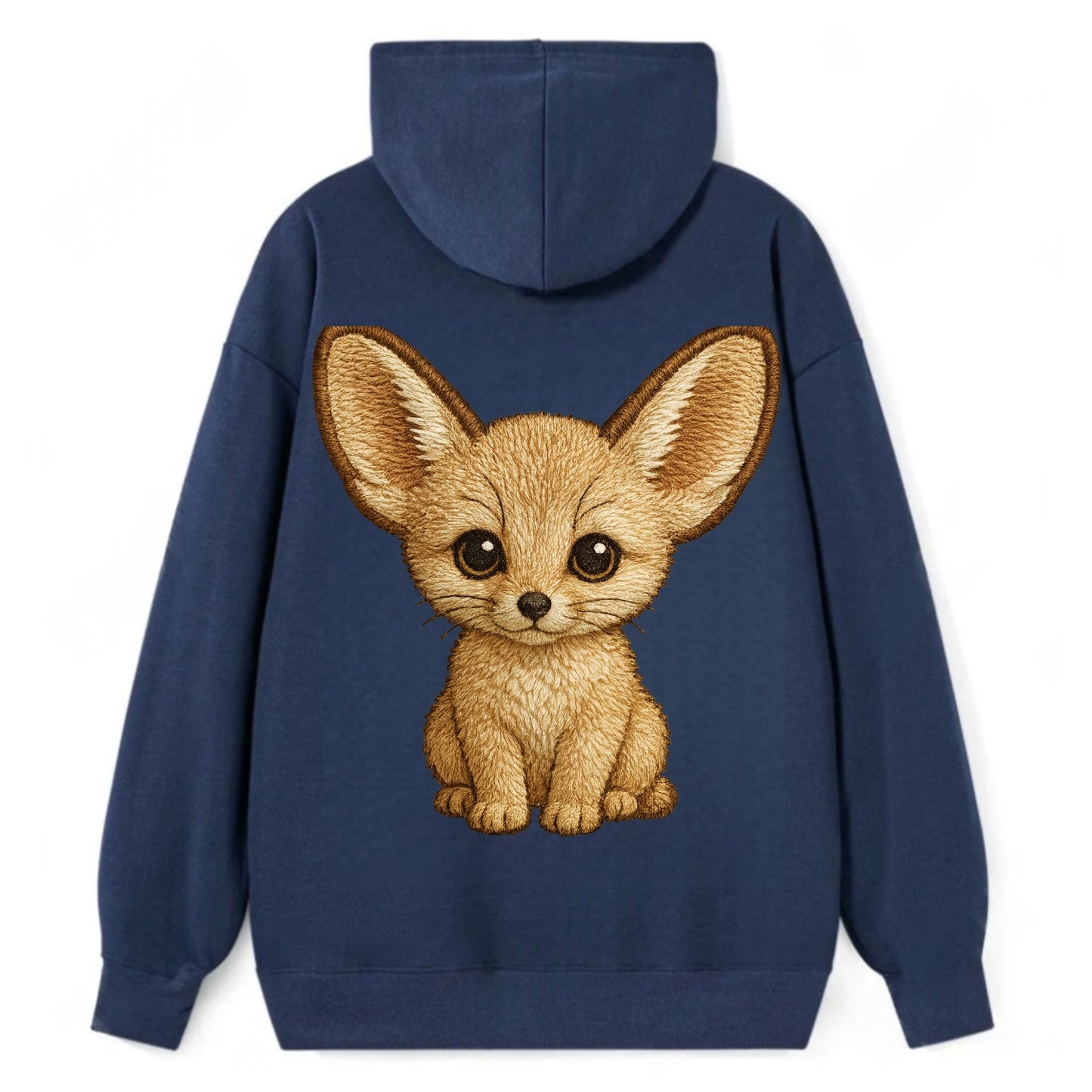 Baby Fennec Fox - huge ears, cream fur, large dark eyes, front-facing, - Classic Pullover Hoodie - Navy